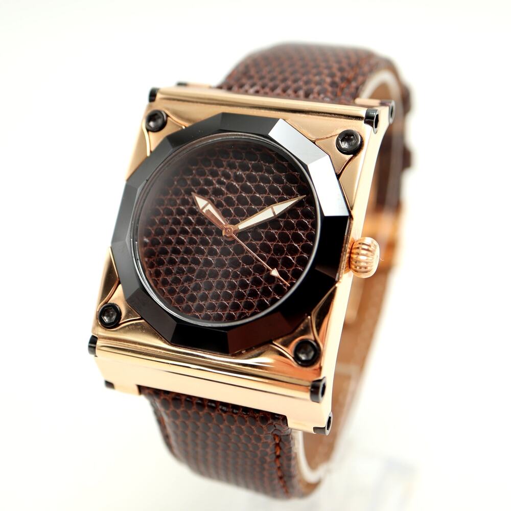 Croton 'Spyglass Alligator' Swiss 36mm Watch Sapphire Ceramic Lizard Strap RARE